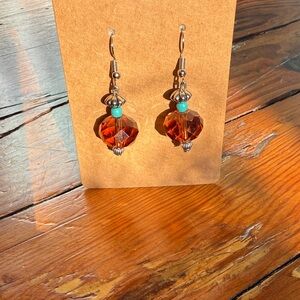 Amber and Turquoise Dangle Earrings